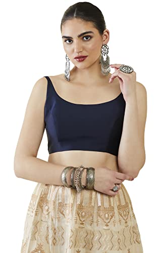 Image of Soch Womens Taffeta Solid Sleeveless Padded Blouse