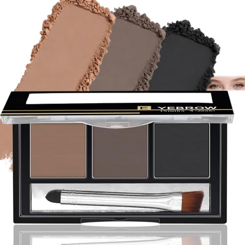 Image of Eyebrow Powder Palette - 3-Shade Professional Brow Kit for Natural Gradient Brows, Waterproof Sweat-Resistant Matte Finish, with Dual-Ended Angled Brush and Mirror, Soft Powder Makeup (Soft Everyday)