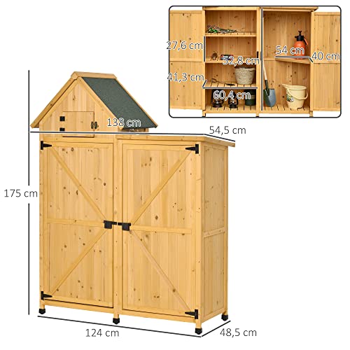 Outsunny Gartenschrank Holz Gartenhaus Gerätehaus Gartenschuppen Doppeltür-Design für den Außenbereich wetterfest 138 x… – Bild 4
