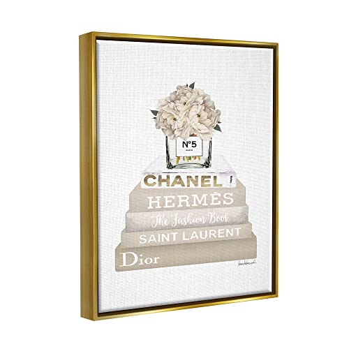 Image of Beige High Fashion Bookstack Glam, 24 x 30 Inch Canvas in Floater Frame