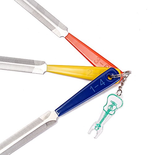 KKmoon 3 pcs Aço Guitarra Fret Porca File Key Chain com Pingente de Prego Extrator para Baixo Guitar