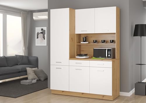 Buffet Küche Mario 150cm Küchenzeile Küchenblock Einbauküche Weiss...