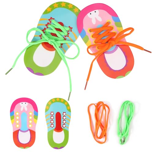 HO-SFSM 2 Stück Schnürsenkel-Spielzeug, übt das Binden von Schnürsenkeln, Fädelschuh Fädelspiel Schnürschuhe Lernwerkzeug Motorik Spielzeug für Kinder Kleinkind
