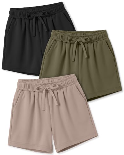 YooAurvox 3 Pack Toddler Girls Wide Leg Shorts, 3-Color, 3T