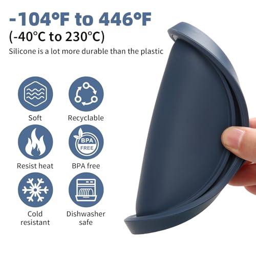 Replacement Lids for Pyrex 7202-PC 1 Cup, Silicone Round Storage Cover Lid for Anchor Hocking Glass Bowl 2 Pack Dark Blue - image 2