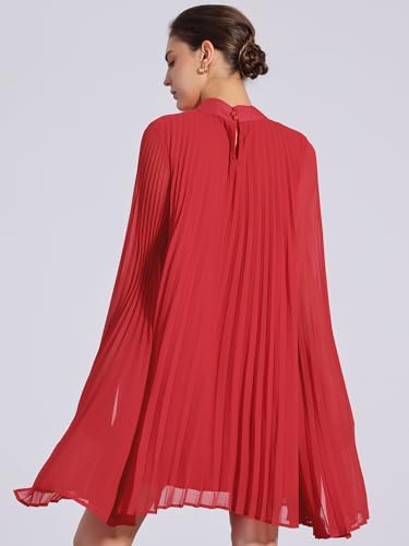 Image of Allegra K Women Chiffon Pleated Flowy Cloak Sleeve Cape Knee Length Dress