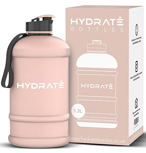HYDRATE XL Jug 1.3 Litre Water Bottle - BPA Free, Flip Cap, Gym, Home, Office, Travel, Modern, Matte Nude