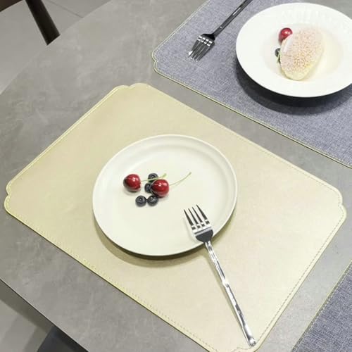 Set de table rectangulaire lot de 2 napperons impermeables bleu or - 5