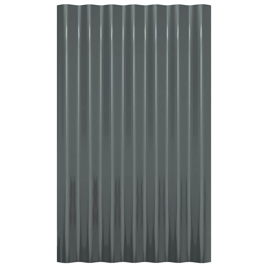 vidaXL 36x Paneles Tejado Lámina Techo Corrugado Metálico Acanalado Cobertizo Establos Casas Móviles Acero Recubierto Gris Acero Recubierto Antracita