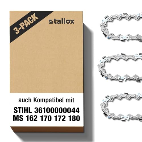 3 tallox Sägeketten 3/8' 1,1 mm 44 TG 30 cm Schwert kompatibel mit Stihl Motorsägen