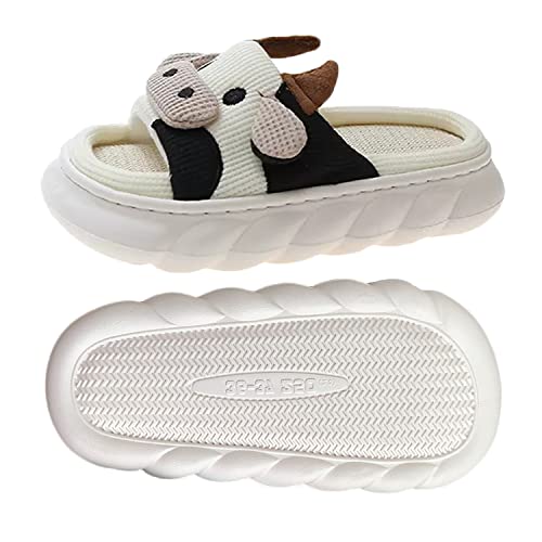 GULAKY Cow Slippers for Women Fuzzy Cute Kawaii Shoes Super Warm Soft Sole Non-slip Lightweight