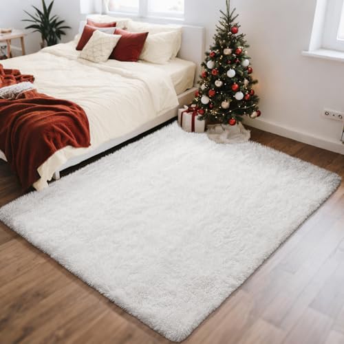Ophanie White Rugs for Bedroom Fluffy, 4x6 Nursery Soft...