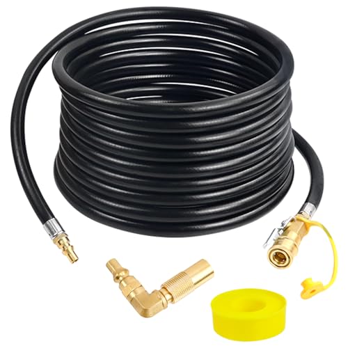 Iococee Upgraded 24FT RV Quick Connect Propane Hose for RV to Grill Low Pressure Quick Connect Propane Hose with Elbow Adapter for 17 and 22 Blackstone Griddles/Grills