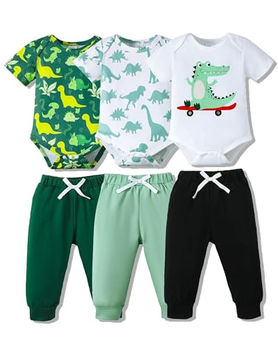 Image of NZRVAWS Newborn Baby Boy Clothes Infant Boy Outfits Romper Pants Set 6 Pcs 0 3 6 9 12 Months