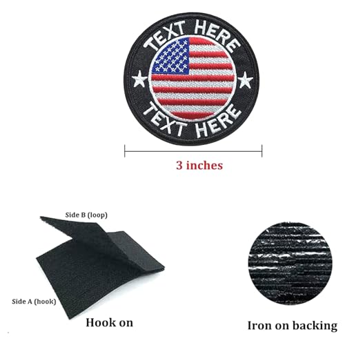 Kamao Custom US Military Name Patch, 3In American Flag Patch with Your Personalized Embroidered Text and Tactical Accessory for Clothing Hats Jackets Backpacks (Flag 1) ,3 inches - Thumbnail 3
