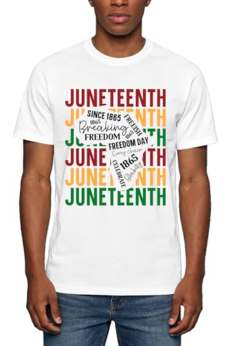 VQD Mens Juneteenth Shirt Freedom 1865 T-Shirt Black Pride African Breaking Chain Blackity Tee Tops