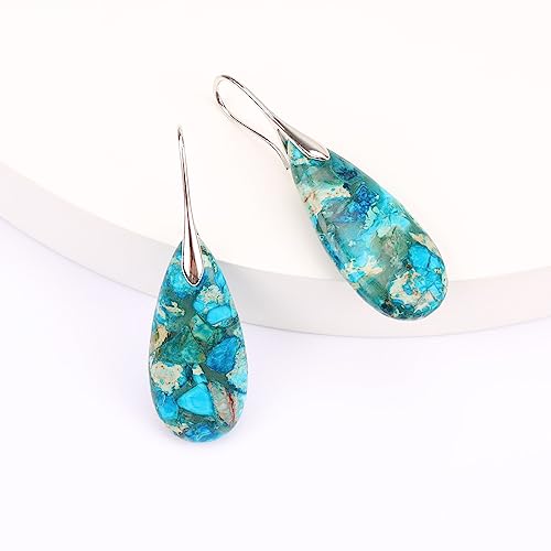 Natural Healing Stone Waterdrop Earrings Crystal Birthstone Dangle Drop Earrings3