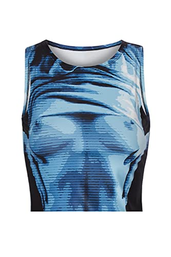 CAPE CLIQUE Y2K Tops for Women Sexy Casual Body Print Tee Sleeveless Summer Going Out Aesthetic Graphic Crop Top