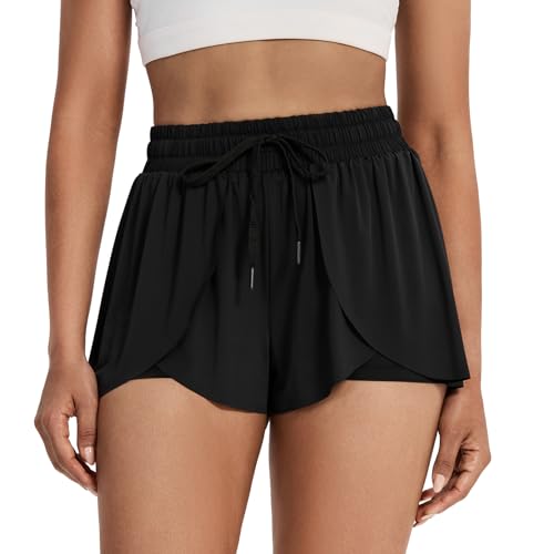 Flowy Athletic Shorts for Women Gym Yoga Workout Running Biker Spandex Butterfly Tennis Skirts Cute Clothing Summer