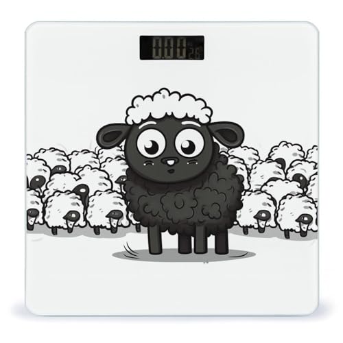 Báscula digital de baño con diseño de oveja blanco y negro miniatura 1