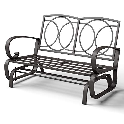Giantex Outdoor Glider Bench, Patio 2 Person Loveseat With Removable Cushion, Thick Padded Seat, Stable Steel Frame, Outside Glider Swing Chair For Deck, Poolside, Yard, Balcony, Porch Glider(Beige) #TOP7