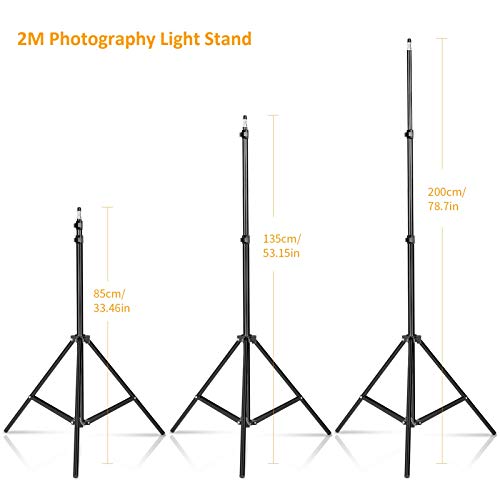 LOMTAP 6.5 Feet/2M Photography Light Stand Portable Adjustable Light Weight Tripod Stands for Photo Studio Video Softbox Umbrella Ring Light Flashes Reflector and Other Photographic Equipment (Black)