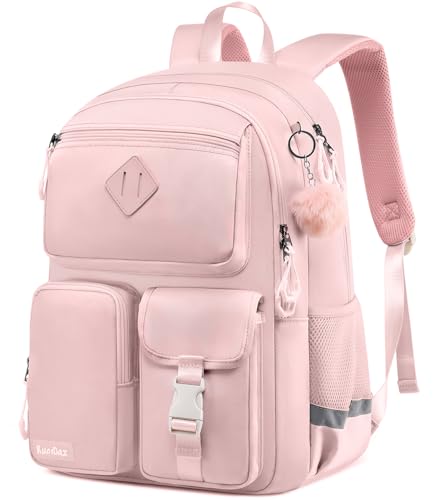 Image of School Backpack for Teen Girls, Cute College Backpacks for Kids Students | Bookbag Fit 15.6 Inch Laptop Bag, Primary Middle School Backpacks, Pink