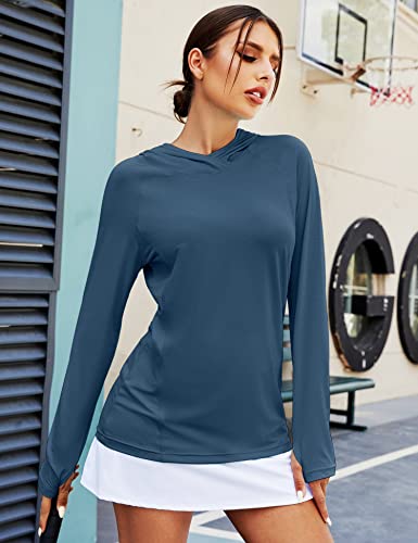 Luyaa Women's Upf 50+ Sun Protective Hoodie Fall Long Sleeve Sun Shirts Spf Hiking Fishing Dry Fit Shirt Xl Navy Blue #TOP4