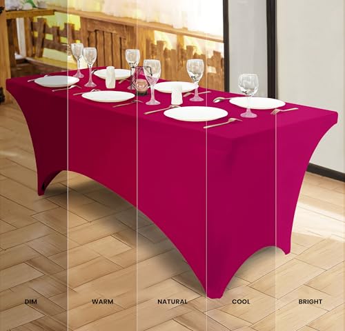 Image of Utopia Kitchen Spandex Tablecloth 2 Pack [6FT, Fuchsia] Tight, Fitted, Washable and Wrinkle Resistant Stretch Table Cloth Rectangle Cover for Trade Show, Weddings & Parties [72Lx30Wx30H Inch]