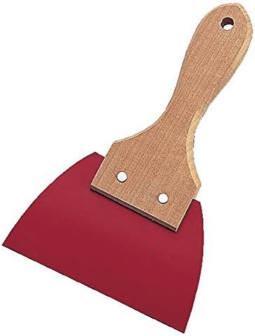 Shimotori Seisakusho 426 Wooden Handle Triangular Rubber Spatula, Red, Small, Made in Japan