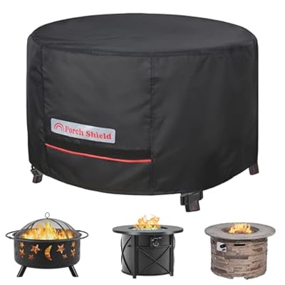 Porch Shield Round Patio Fire Pit Cover Fade Resistant Waterproof Outdoor Firepit Cover 36 inch for Fire Bowl