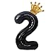40Inch Black Number 1 Crown Balloons Set, 1st Birthday Balloons , Wedding Anniversar Celebration Decorative Balloons. (1)
