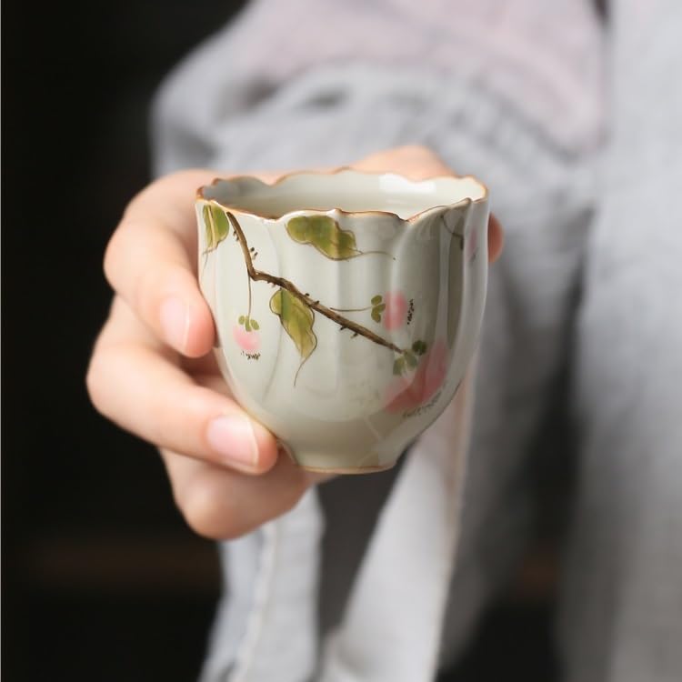 Matcha Cups Tazza da tè da viaggio, Tazza da caffè da ufficio, Tazza dipinta a mano, Tazza per ospiti, Set da tè Kung Fu di colore sottosmalto, Tazza singola, Tazza profumata Set da tè con