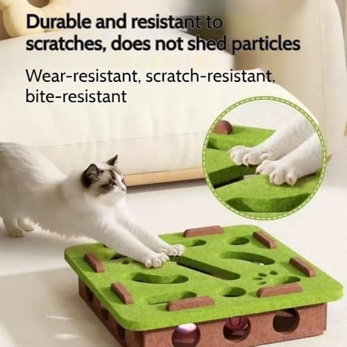Image of embroidery 4PCS Cat Puzzle Toy, Cat Toys for Persian Cats, Interactive Cats Toys for Indoor, Teaser Toys Set with Bells, Engaging Play for Multi Households