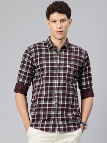 Image of Majestic Man Men's Pure Cotton Checkered Slim Fit Casual Shirt - Full Sleeve | Trendy & Comfortable