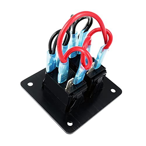 Image of 2 Gang UTV Rocker Switch Panel with Jumper Wire Set - Male & Female Terminals for Car, Boat, Marine, Yacht Dashboard Switch Wiring - Waterproof