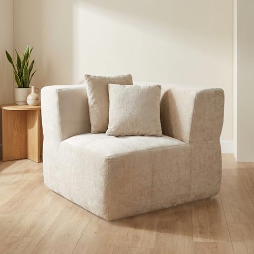 · REDEARTH · Left Armchair Boneless Sectional Sofa, 1 Seater - Cream
