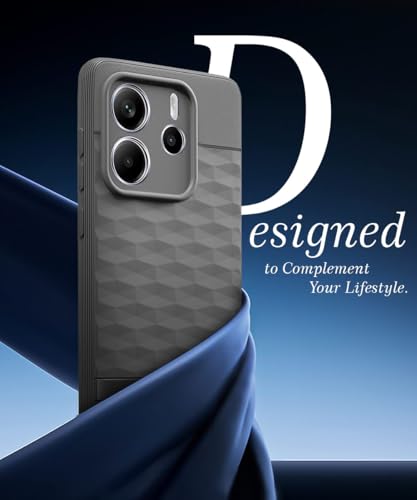 Image of WOW IMAGINE Back Cover for Redmi Note 14 SE 5G | Redmi Note 14 5G with Hexa Cube Design | Ultra Slim Soft | Inner Velvet Fabric | Matte Silicone Flexible Mobile Case | Camera Protection - Grey