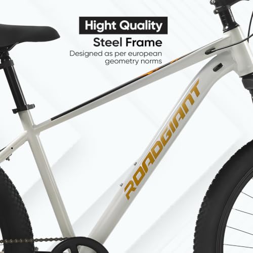 Image of ROADGIANT||BLACKGOLD-27.5T||21 Speed Shimano|| Premium Steel Frame||14+ Age ||Chrome Suspension|| Dual DISC ||Dull White