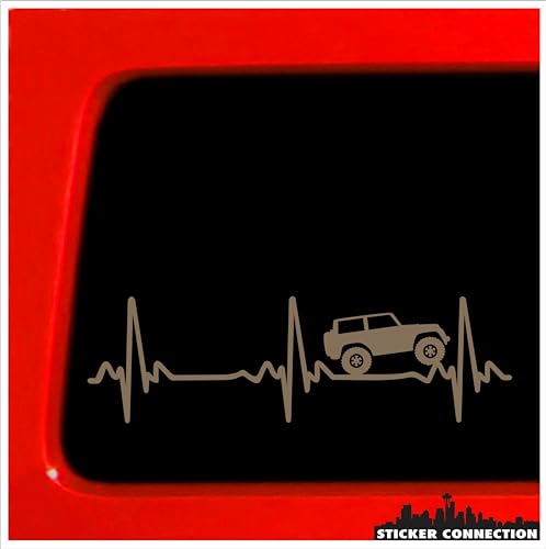 Image of Sticker Connection | Heart beat EKG for Jeep Wrangler | Windshield Banner for Car, Truck, Window, Laptop 4 inchx24 inch (2.5 inchx8 inch, Silver)