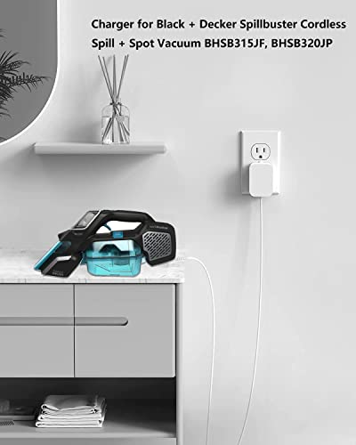 Charger For Black + Decker Floor Sweeper Hfs115J10, Hfs215J01, Hfs215J26Qv, Hfs413J10, Hfs413J18, Hfs413J33, Spillbuster Cordless Spill + Spot Cleaner Bhsb315Jf, Bhsb320Jp Charger Cord (Ul Listed) #TOP2