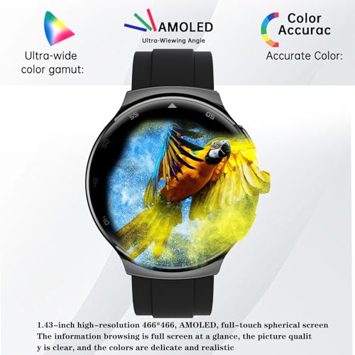 Bostbo Smart Watch,Smart Watches For Men,1.43"AMOLED Display,Ip68 Waterproof,Bluetooth calling,All-Round Fitness Management, 70+ Workout Mode, 25 Days Battery Life,Compatible with iOS & Android