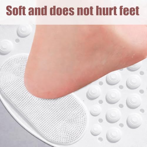 Image of Homecloud Anti Skid Mat for Bathroom Floor Shower mats for Bathroom Anti Slip with Foot Scrubber Bath mat Anti Slip with Suction Cups & Drain Holes (69x35 Cm) (White) (Oval White)