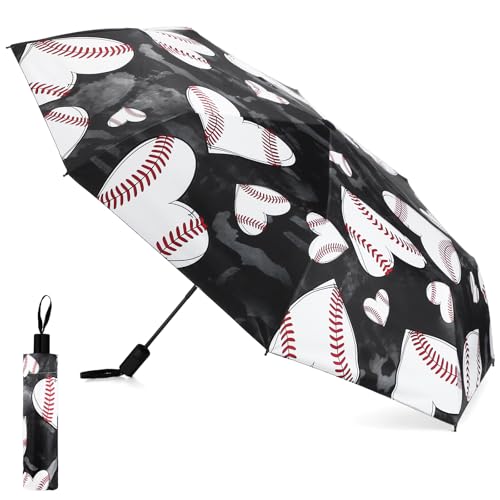 Klyyo Clyro Baseball Mom Umbrella 21 Inch 8 Ribs Compact Travel Sports UV Protection Windproof Umbrella for Baseball Mom Boys(Black)