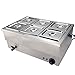 TAIMIKO Scaldavivande elettrico per Bain Marie Buffet, tavolo a vapore per gastronomia e ristorante, fontane bagnate, 1500 W, acciaio inox, 1/6 x 6 GN