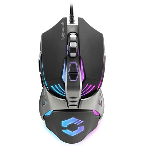 Speedlink Tyalo Gaming-Maus - Multicolour LED-Beleuchtung in metallischem Design, bis zu 3200dpi für Gaming, PC, Notebook, Laptop, schwarz