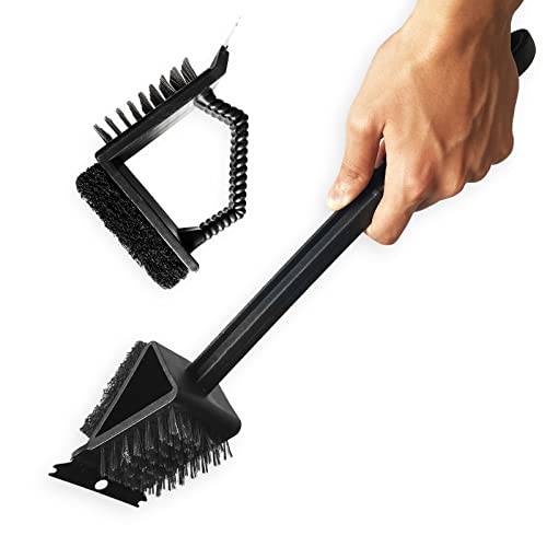 Kit de Limpieza de Barbacoa con Cabezal de Cepillo de Alambre - Pack 2 Cepillo y raspador de Parrilla de Acero Inoxidable con Mango, Ideal para Parrillas de Carbon o Gas - Accesorios Barbacoa Cover