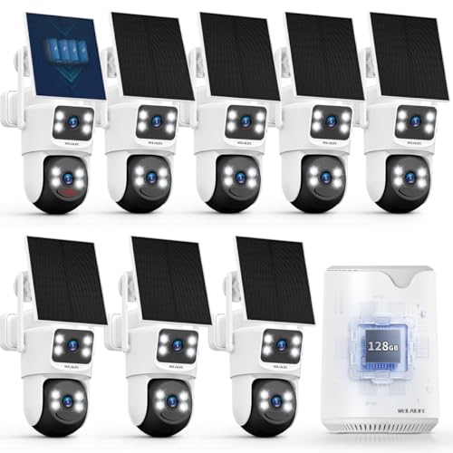 Image of 【Auto Tracking & 2-Way Audio】 Solar Powered PTZ Camera System, Wireless Outdoor Security Cameras, WiFi Home Video Surveillance Systems DVR Kits