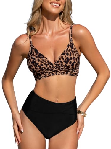 Image of CUPSHE Women's Bikini Sets High Waisted V Neck Twist Two Piece Swimsuit