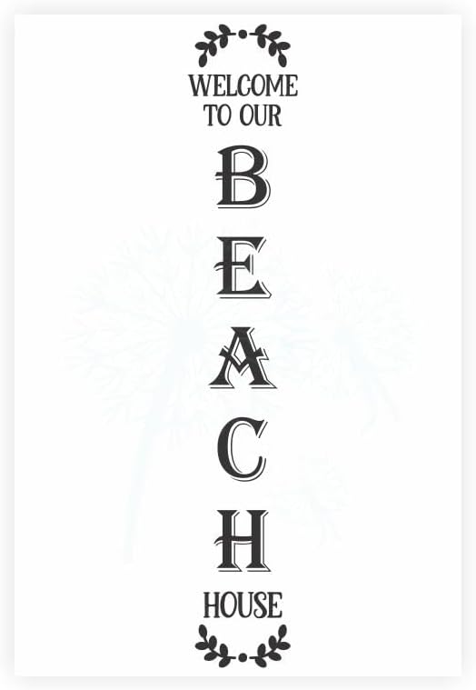 Calcomanía artística de vinilo  Arte vertical de Welcome to Our Beach House Laurel  Calcomanía para letrero alto de madera  Decoración de porche
